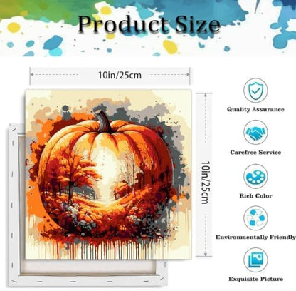 Fall Paint by Numbers Kit for Adults,Pumpkin Paint by Number With Frame - Image 3
