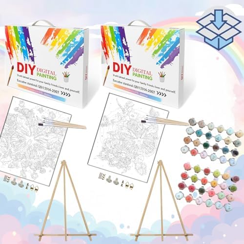 BAISITE Paint by Numbers Kit for Adults Beginners,16" Wx20 L 2 Pack Canvas for Painting Kits for Adults in Colorful Box 5152 Already Framed - Image 3