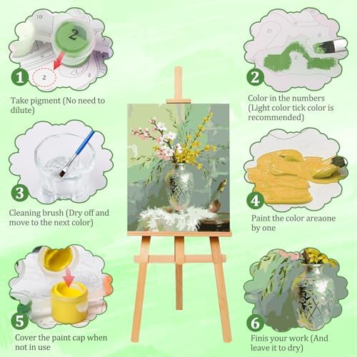 AIRDEA Flowers Paint by Numbers for Adults Beginner,Painting by Number Kits on Canvas,Frameless,16x20in DIY Acrylic Painting,Home Wall Decor,Peach Blossoms and Forsythia - Image 4