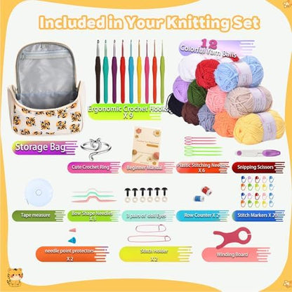 EDCUEBE7 74Pcs Adult Beginner Ergonomic Crochet Hook Kit - Image 2