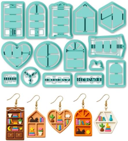 ORIGACH 15 Pcs Mini Bookshelf Window Frame Polymer Clay Cutters Set by ORIGACH