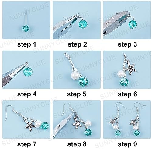 SUNNYCLUE 1 Box DIY 8 Pairs Ocean Theme Earring Making Kits Starfish Shell Sea Turtle Charms Pendants Cowrie Shell & Glass & Synthetical Turquoise Beads for Handmade Earrings Beginner - Image 4
