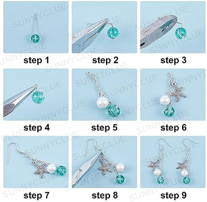 SUNNYCLUE 1 Box DIY 8 Pairs Ocean Theme Earring Making Kits Starfish Shell Sea Turtle Charms Pendants Cowrie Shell & Glass & Synthetical Turquoise Beads for Handmade Earrings Beginner - Image 4