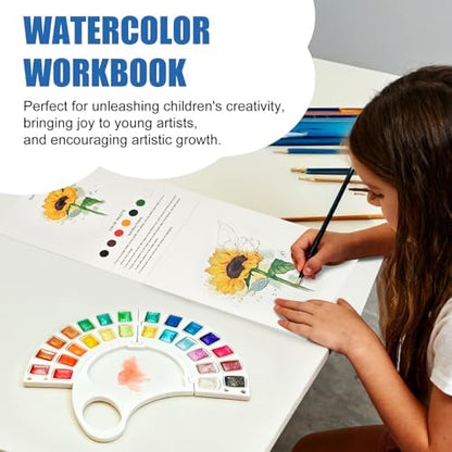 Watercolor Workbook, Water Coloring Book with 13 Pages 300GSM Paper, 26 Colors Watercolor Paint Set with Brush & Storage Bag, Beginner-Friendly Coloring Book for Adults，Flowers Theme - Image 6