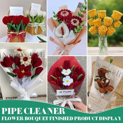 520Pcs Xmars Color Pipe Cleaners Flower Kit,Chenille Stems Craft Supplies - Image 5