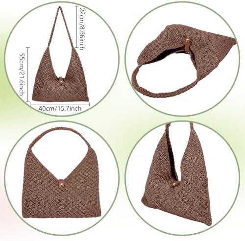 ACRNIGHEET Beach Bag Crochet Kit for Beginners Brown Crochet Bag Making Kit for Women Knitting Supplies Kits DIY Craft Kits for Adults with Video Guide Tutorial Boho Style Gift Ideas - Image 3