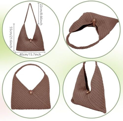 ACRNIGHEET Beach Bag Crochet Kit for Beginners Brown Crochet Bag Making Kit for Women Knitting Supplies Kits DIY Craft Kits for Adults with Video Guide Tutorial Boho Style Gift Ideas - Image 3