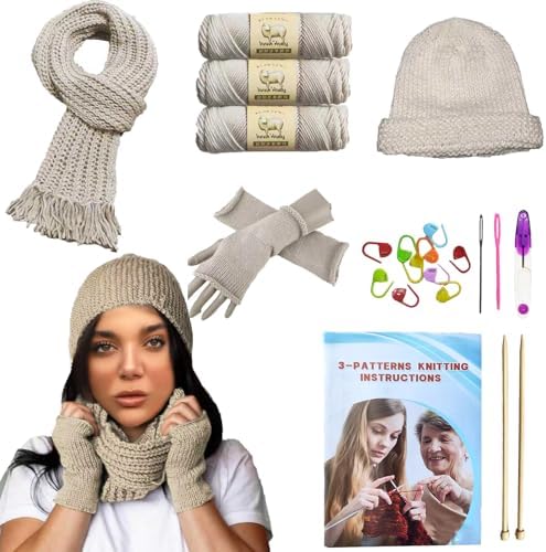 Kaaper Beginner Knitting Kit for Adults, Learn to Knit Crochet Starter Kit by kaaper