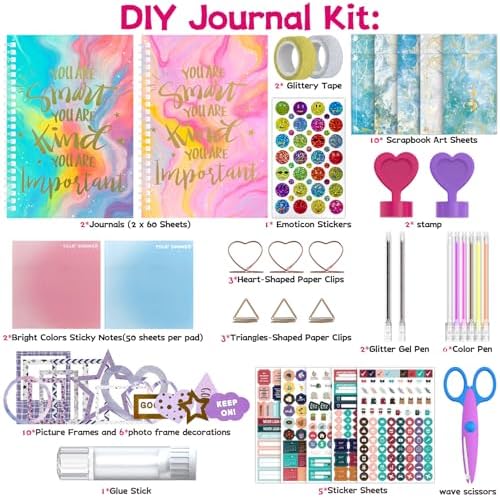 SUPMANGO 2-Pack DIY Journal Kit for Girls Ages 8-14,DIY Journal Set Stationary Birthday Gifts Ideas for Girls,Art Crafts for Tween Kid Scrapbook & Diary Supplies Set - Image 2