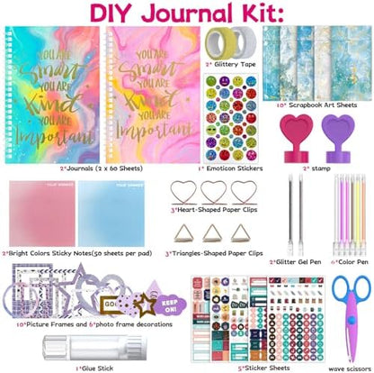 SUPMANGO 2-Pack DIY Journal Kit for Girls Ages 8-14,DIY Journal Set Stationary Birthday Gifts Ideas for Girls,Art Crafts for Tween Kid Scrapbook & Diary Supplies Set - Image 2