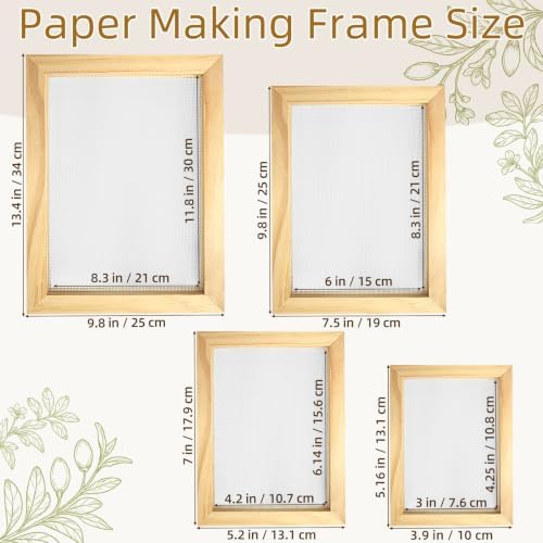 Erthskda Set of 4 Paper Making Screen Kit, Wooden Mould and Deckle Set - Image 2