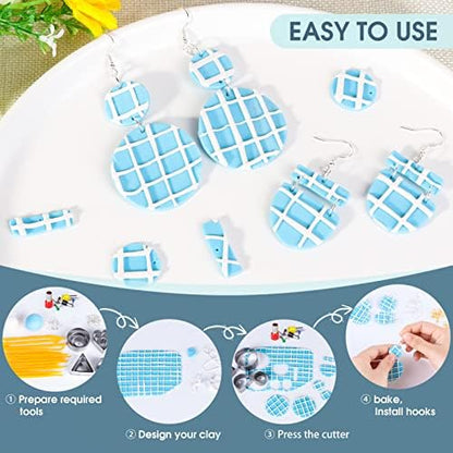 Clay Earring Making kit,32 Cutters,24 Clay,30 Hooks&Rings,Gift Box for Teen - Image 6