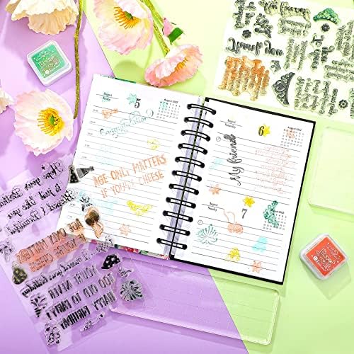 Clear Stamps for Card Making, 4 Sheets Sentiments, 3 Acrylic Blocks - Image 6