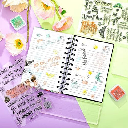 Clear Stamps for Card Making, 4 Sheets Sentiments, 3 Acrylic Blocks - Image 6