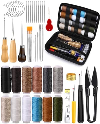 BAGERLA Heavy Duty Sewing Kit, Needle and Thread Kit with Upholstery Thread Needles Sewing Awl Seam Ripper for Car Seats Carpets Shoes Backpacks DIY Crafting by BAGERLA