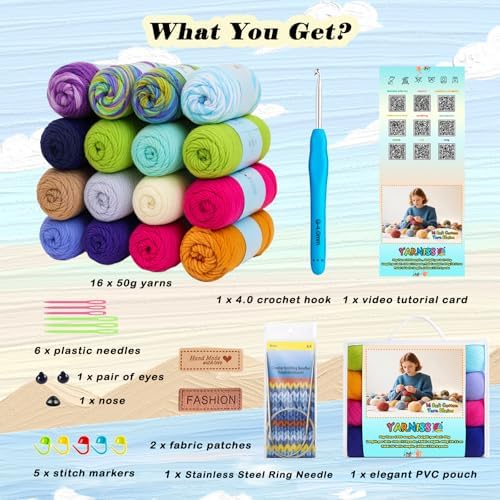 Yarniss 100% Acrylic Crochet Yarn Kit, 1760 Yards Medium Worsted Yarn - Image 2