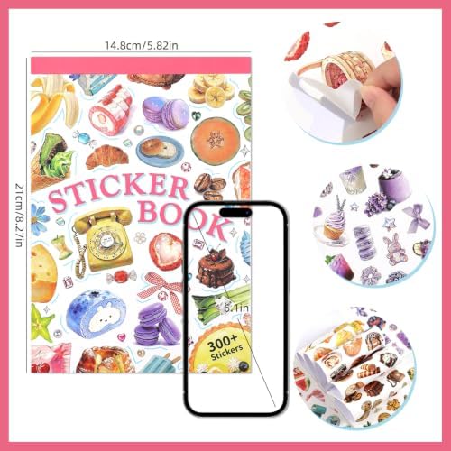 300+ PCS Color Themed Scrapbook Sticker Book, 30 Sheets Vintage Small Object Stickers, 6 Tone Aesthetic Holiday Decor Art Scrapbook Supplies for Adults Teens Women Girls Junk Journaling Planner Crafts - Image 4