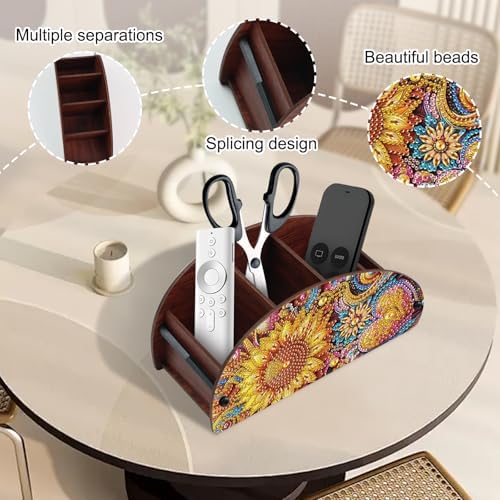 MVVMTOP Diamond Art Painting Organizer Box, DIY Sunflower Design Special Shape Diamond Partial Mosaic Handmade Making Kit Organizer Box, Modern Home Dining Living Room Table Top Decor Art Decoration - Image 4