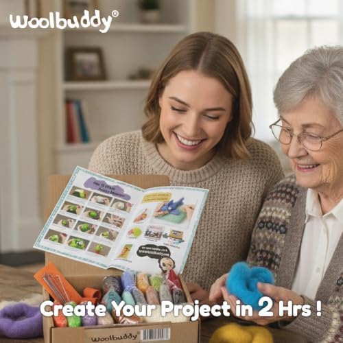 Woolbuddy Needle Felting Kit Starter Set, 16 Colors, White Core Wool & Tool - Image 5