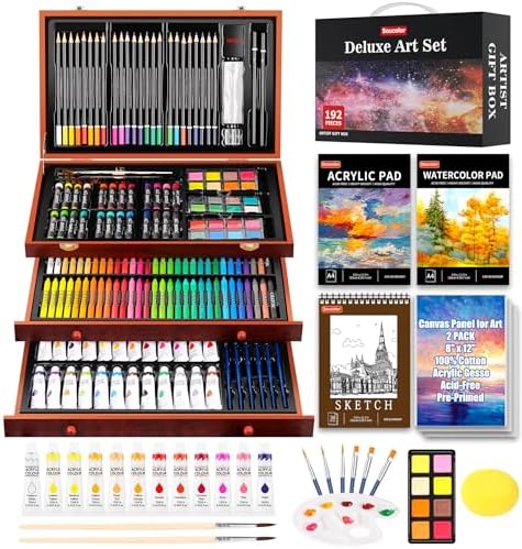 Soucolor Art Supplies,192 Pack Deluxe Art Set Drawing Painting Supplies Kit by Soucolor