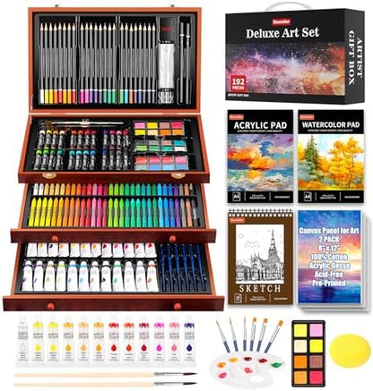 Soucolor Art Supplies,192 Pack Deluxe Art Set Drawing Painting Supplies Kit by Soucolor