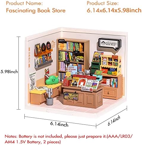 Rolife LED Building Blocks for Adults,1:24 Toy Building Sets,Model Building Kits for Kids Ages 8-12-15,DIY Miniature Dollhouse Kits for Adults,Hobbies for Women Men (3.Fascinating Book Store) - Image 4