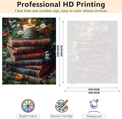 Ycydilirab Paint by Numbers Kits for Adults-Books Paint by Number Adult,Paint by Number Kits on Canvas,Number Painting for Adults,for Home Wall Decoration and Gifts 16X20 inch - Image 5