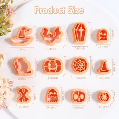 Puocaon Halloween Polymer Clay Cutters - 12 Pcs Witch Wizard Bat Ghost Pumpkin Halloween Clay Cutters for Earrings Jewelry Making - Image 3