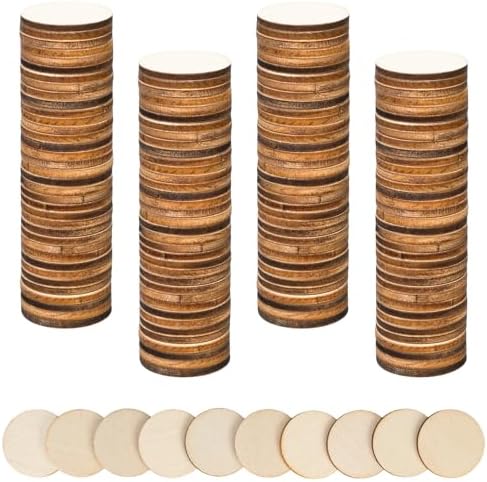 150 Pack Unfinished Plywood Wood Circles 1 Inch, 0.098" Thick Round Wooden Discs Blanks for Crafts, Painting, Staining, Wood Burning, Engraving, DIY Tags, Tokens, Game Pieces by Unknown