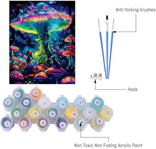 AIBOERL Paint by Numbers Kit for Adults Beginner, Mushroom, 12X16In - Image 3