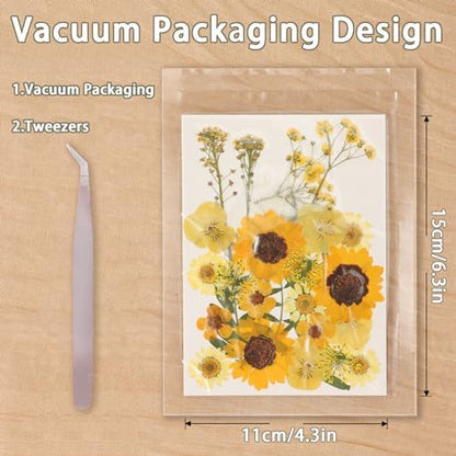 200Pcs Dried Pressed Flowers Resin Mould Real Flowers Natural Dry Leaves Bulk Mixed Colorful Herbs Kit with Tweezers for Scrapbooking DIY Candle Jewelry Crafts Making Nails Decoration(Multicolor) - Image 3