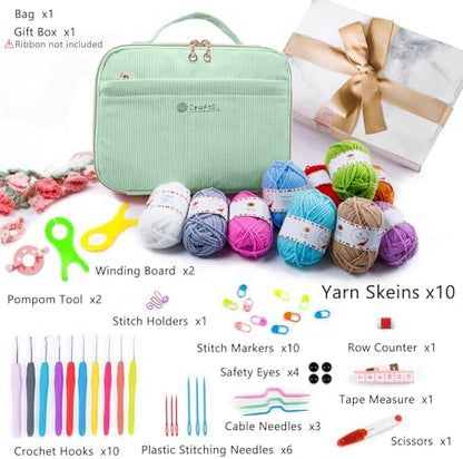 MYBAGZING Crochet Kit for Beginners,Yarn Starter Kit w/Hooks & Storage Bag - Image 2