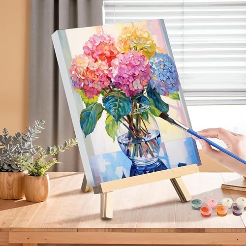 Hydrangea Paint by Numbers for Adults with Framed Canvas - Wooden Easel - Image 3