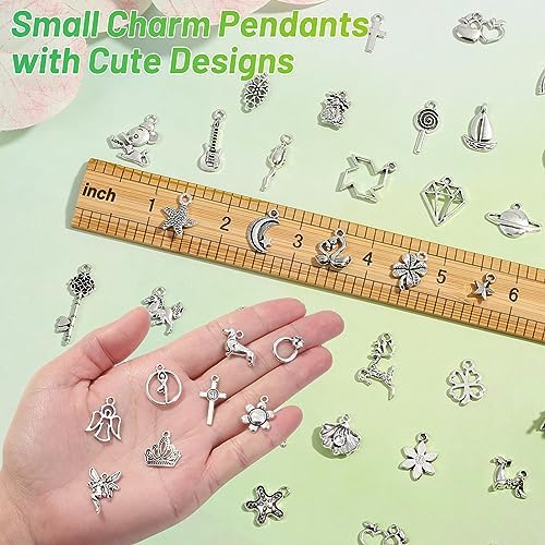 Acejoz 200Pcs Silver Charms for Jewelry Making and Bracelets, Wholesale Bulk Assorted Mixed Tibetan Earring Charms for DIY Necklace Bracelet Jewelry Making and Crafting - Image 4