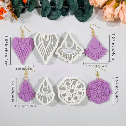 Xaekicr Polymer Clay Cutters Boho Earring Set – 4PCS Clay Cutters for Polymer Clay Jewelry, Mandala Flower and Tribal Shapes, Clay Earring Cutters and Polymer Clay Tools for DIY Craft Making - Image 3