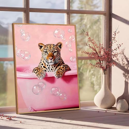 Cheetah Bathroom Paint by Numbers Kit for Adults Canvas Frameworkless - Image 4