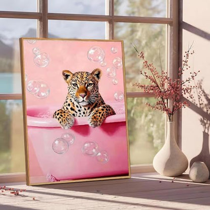 Cheetah Bathroom Paint by Numbers Kit for Adults Canvas Frameworkless - Image 4