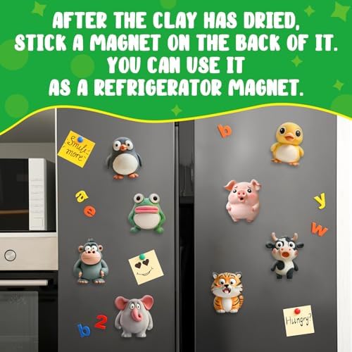 Kasfalci Air Dry Clay Kit for Kids, 12 Animals Modeling Magic Clay Sculpting Set, DIY Party Favors Arts & Crafts for Kids Ages 4-6-8-12, Ultra Light & Soft, Safe & Non-Stick with Tools & Tutorials - Image 4