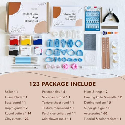 Keoker 123 PCS Clay Earring Making Kit, Polymer Clay Jewelry Making Kit for Teens and Adults, Fashion Designer Kits, Polymer Clay Earrings Kit Crafts, Great Gifts - Image 3
