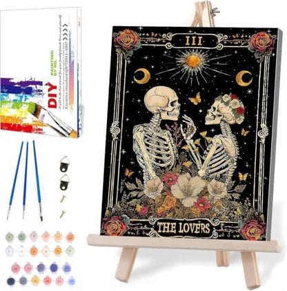 WUDWL Paint by Numbers Kit for Adults Framed Canvas, with Wooden Easel by WUDWL