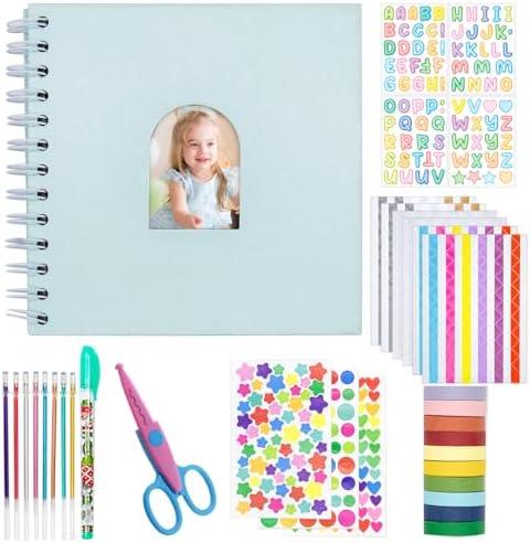 Kid Scrapbook DIY Photo Album Hard Cover Scrapbook Kit for Kids Instant Camera Print Paper with DIY Accessories (Blue) by Ablus