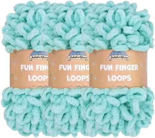 JubileeYarn Fun Finger Loops Yarn - Blue - 3 Skeins by BambooMN
