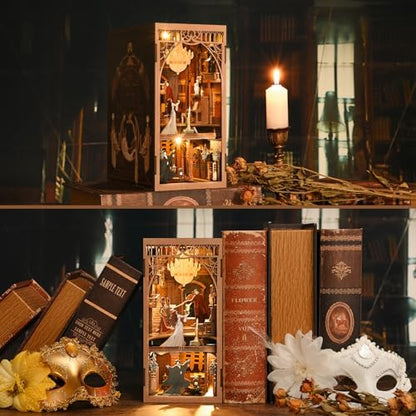 MiniCity Phantom of the Opera DIY Book Nook Kit, Bookshelf Insert with LED - Image 5