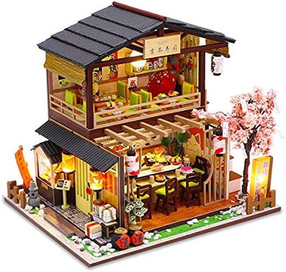 GuDoQi DIY Miniature Dollhouse Kit, Tiny House kit with Furniture, Miniature House Kit 1:24 Scale Japanese Style Shop, Great Handmade Crafts Gift for Birthday Christmas Day by GuDoQi