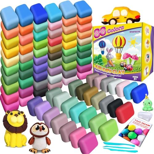 ESSENSON Air Dry Clay 88 Colors, Modeling Magic Clay for Kids, DIY Molding Craft, Gift for Kids by ESSENSON
