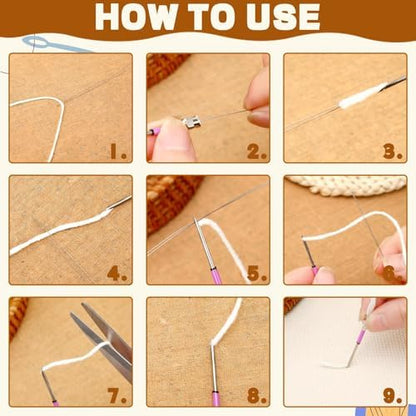 AUGSUN 22Pcs Punch Needle Kit with Wooden Handle for Embroidery - Image 4