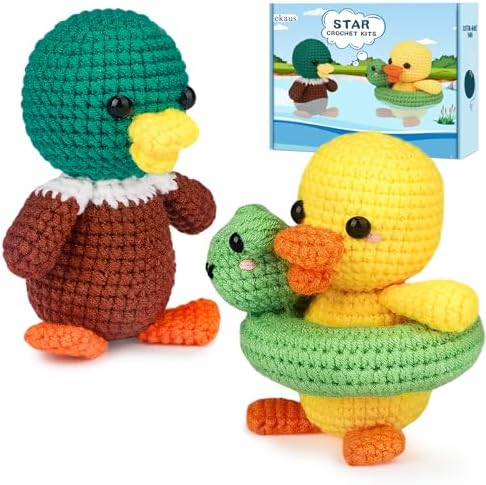 ekaus Crochet Kit for Beginners, Crochet Kit with Step-by-Step Video Tutorials, Crochet DIY Knitting Supplies for Adults, Crochet Ducks(45%+ Yarn) - Image 6