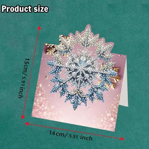 jinglinhh 8pcs Diamond Art Painting Winter Snowflake Greeting Cards with Envelopes, DIY Card Making Kits for Adults, Diamond Art Postcards Christmas Cards Craft Gifts - Image 2