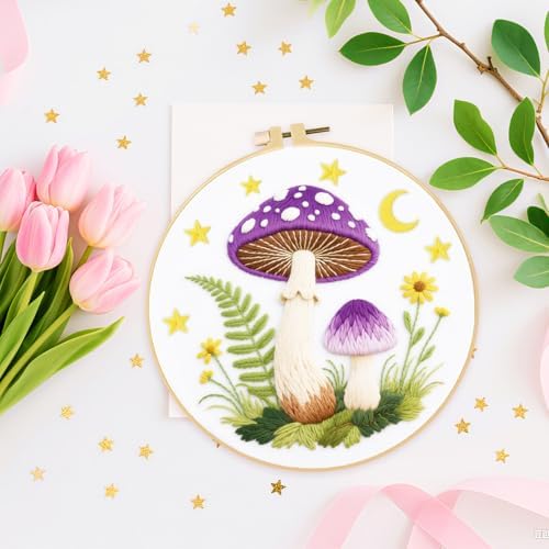 ORIGACH 5 Pack Mushroom & Plants Embroidery Kit for Beginners - Image 4