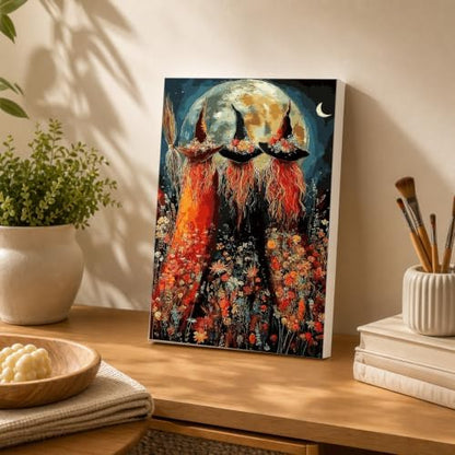 Spandrel Halloween Witch Paint by Number Kits for Adults, Witch Paint by Number Kits on Canvas, DIY Acrylic Oil Halloween Painting by Numbers Gitfs for Home Wall Decor, 8x12in - Image 4